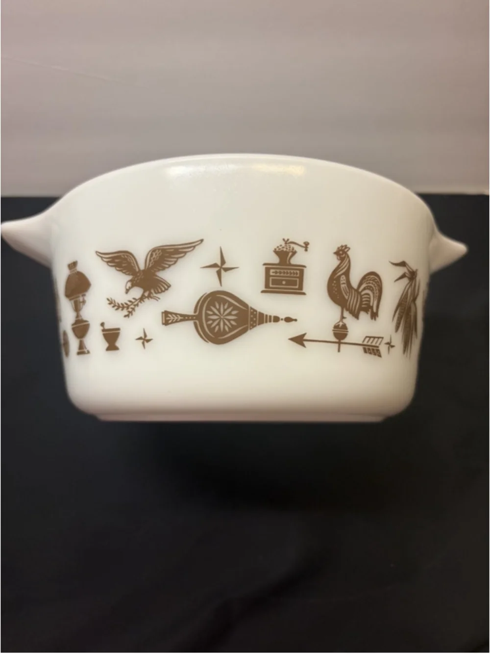 VINTAGE Pyrex Casserole Dish 1.5-Quart AMERICANA Brown #474-B EXCELLENT